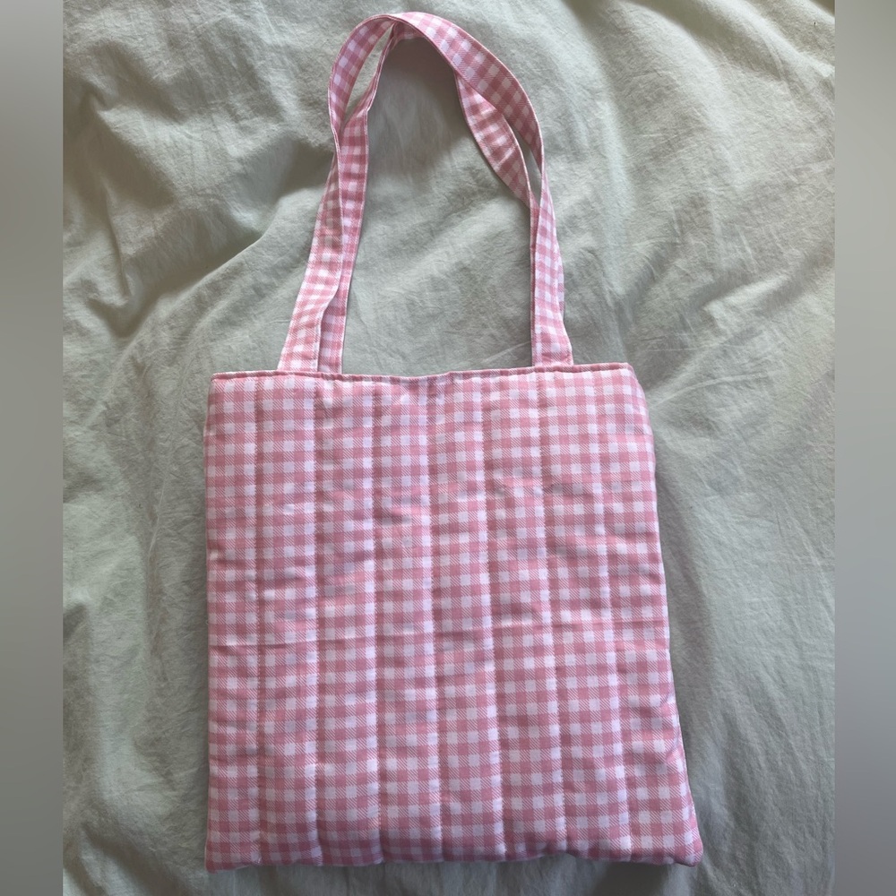 Quilted gingham tote bag